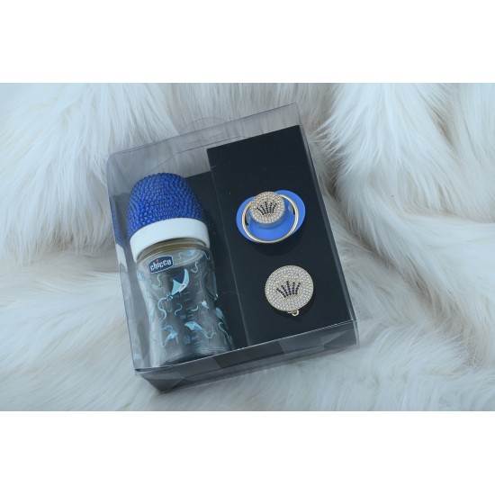 Lacivert Kristal Taşlı Chicco Biberon Zirkon Emzik Ve Askı Lacivert Kristal Taşlı Chicco Biberon Zirkon Emzik Ve Askı