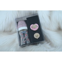 Pembe Kristal Taşlı Chicco Biberon Zirkon Emzik Ve Askı Pembe Kristal Taşlı Chicco Biberon Zirkon Emzik Ve Askı