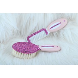 Fuşya Kristal Taşlı Bebek Fırça Tarak Seti