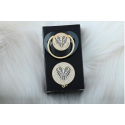 Kalp Desenli Zirkon Taşlı Emzik Ve Askı