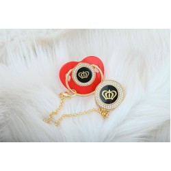 Kral Taçı Desenli Zirkon Emzik Ve Askı