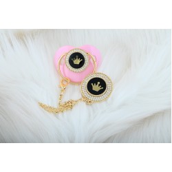 İçi Siyah Kraliçe Taçlı Zirkon Emzik Ve Askı