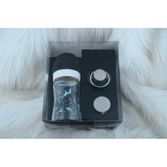 Siyah Kristal Taşlı Chicco Biberon Zirkon Emzik Ve Askı Siyah Kristal Taşlı Chicco Biberon Zirkon Emzik Ve Askı