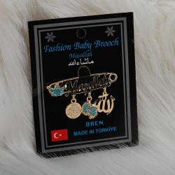 Taçlı Mavi Taşlı Maşallah İğne